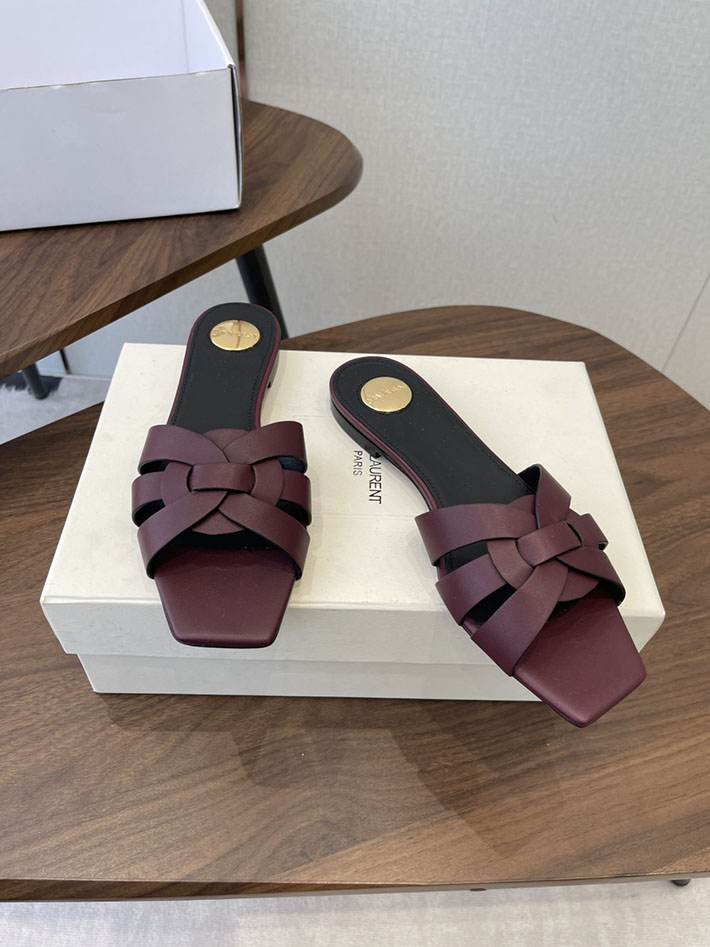 最高級サンローランスーパーコピー YSL 2026 新作 tribute MULES in patent leather ワインレッド 2630714 サンローラン サンダル 安い - 画像 (9)