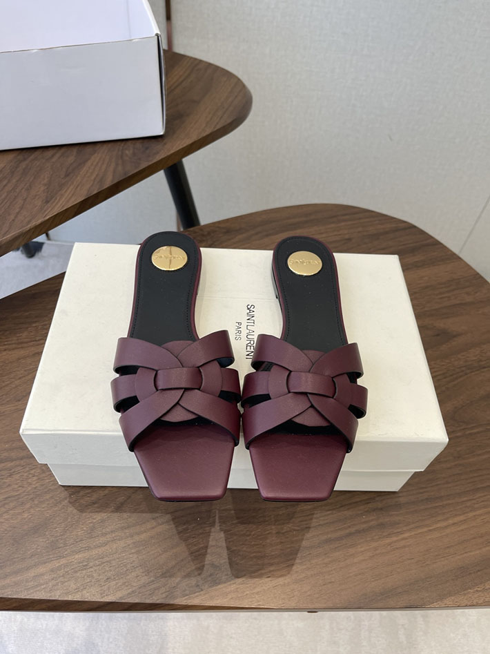 最高級サンローランスーパーコピー YSL 2026 新作 tribute MULES in patent leather ワインレッド 2630714 サンローラン サンダル 安い - 画像 (3)