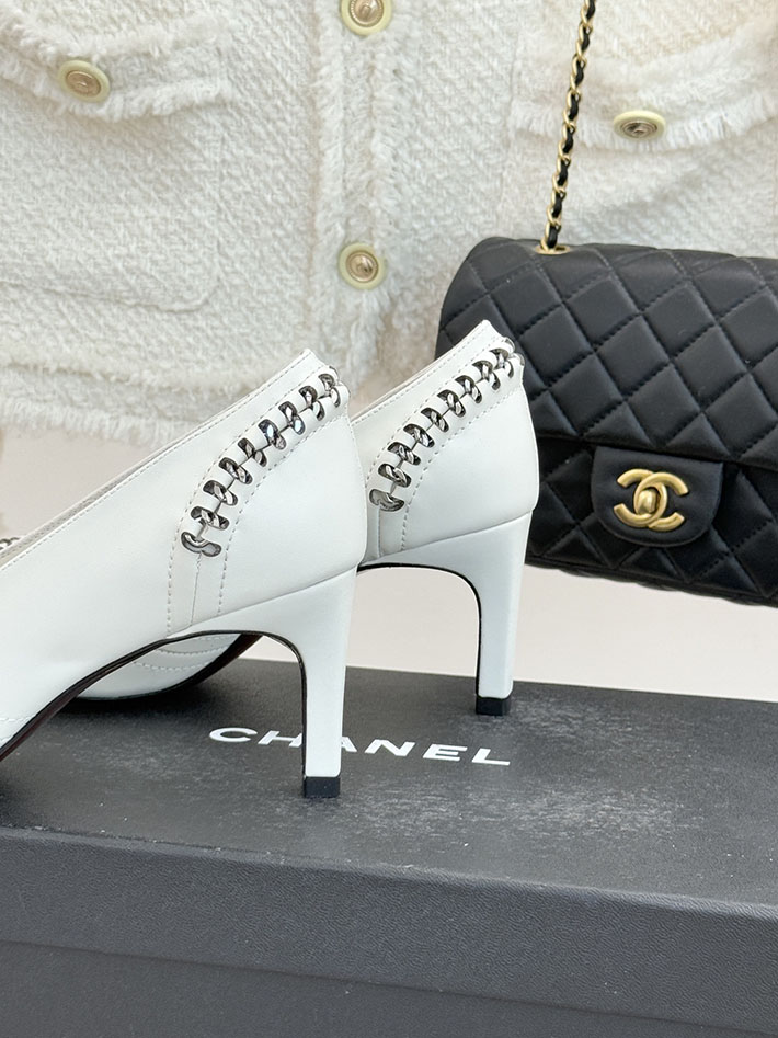 最高級シャネルスーパーコピー CHANEL CC ココマーク チェーン 靴 シューズ ヒール パンプス レザー ホワイト 2630878 シャネル パンプス 定番 - 画像 (7)