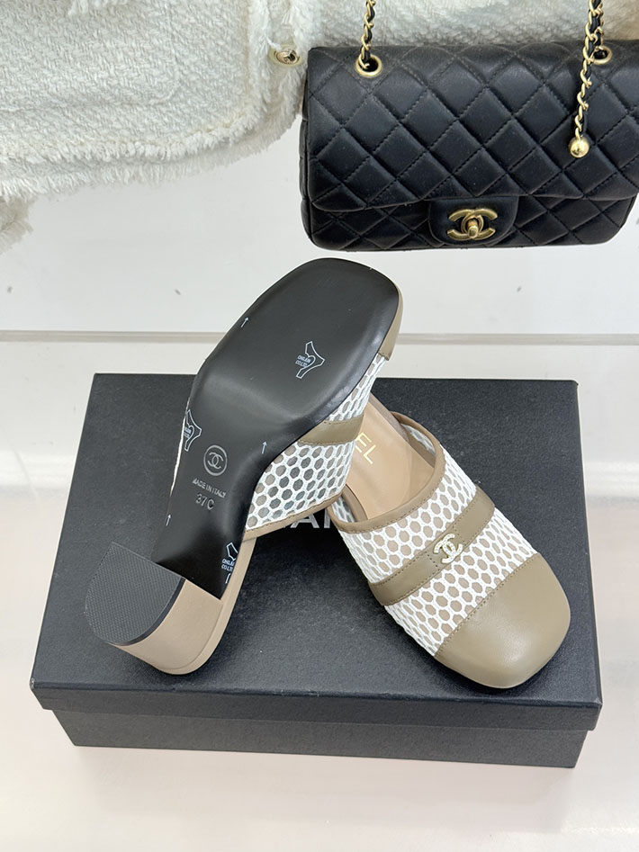 最高級シャネルスーパーコピー CHANEL ミュール サンダルギンガムチェック レザー 靴 グレー 2630906 シャネル風サンダル - 画像 (2)