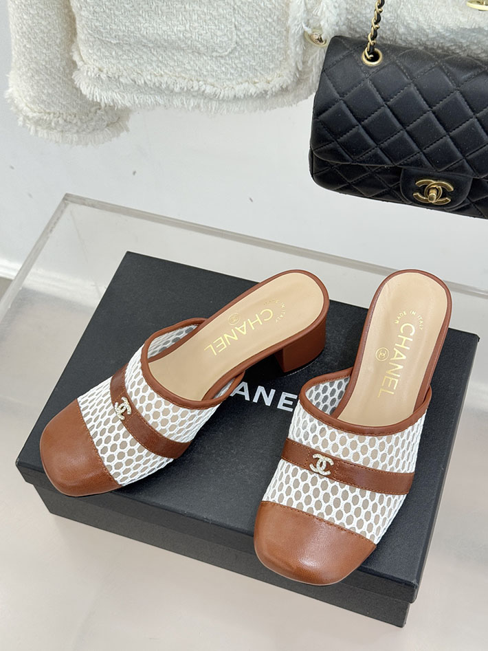 最高級シャネルスーパーコピー CHANEL ミュール サンダルギンガムチェック レザー 靴 ブラウン 2630907 シャネルビーチサンダル - 画像 (5)