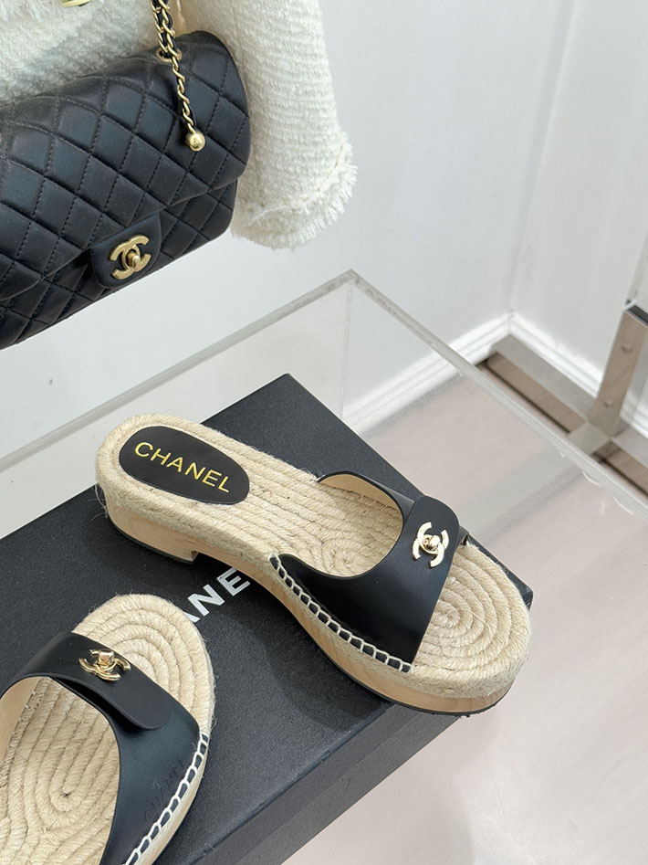 最高級シャネルスーパーコピー CHANEL サンダル ココマーク ウッドソール レザー キャンバス ブラック 2630945 シャネル サンダル 公式 - 画像 (6)