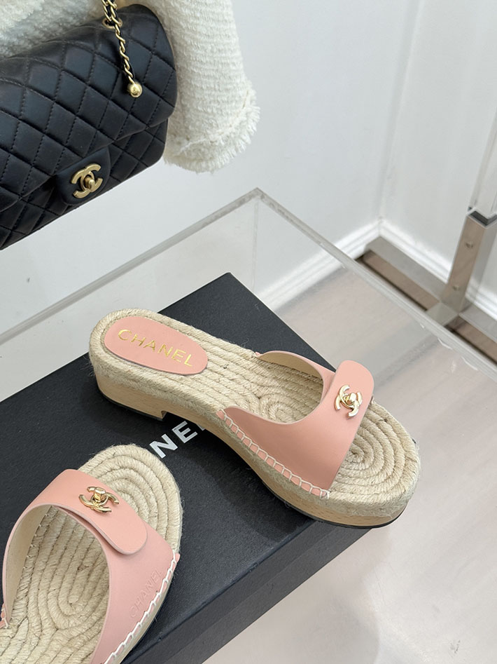 最高級シャネルスーパーコピー CHANEL サンダル ココマーク ウッドソール レザー キャンバス ピンク 2630946 シャネル サンダル ピンク - 画像 (6)