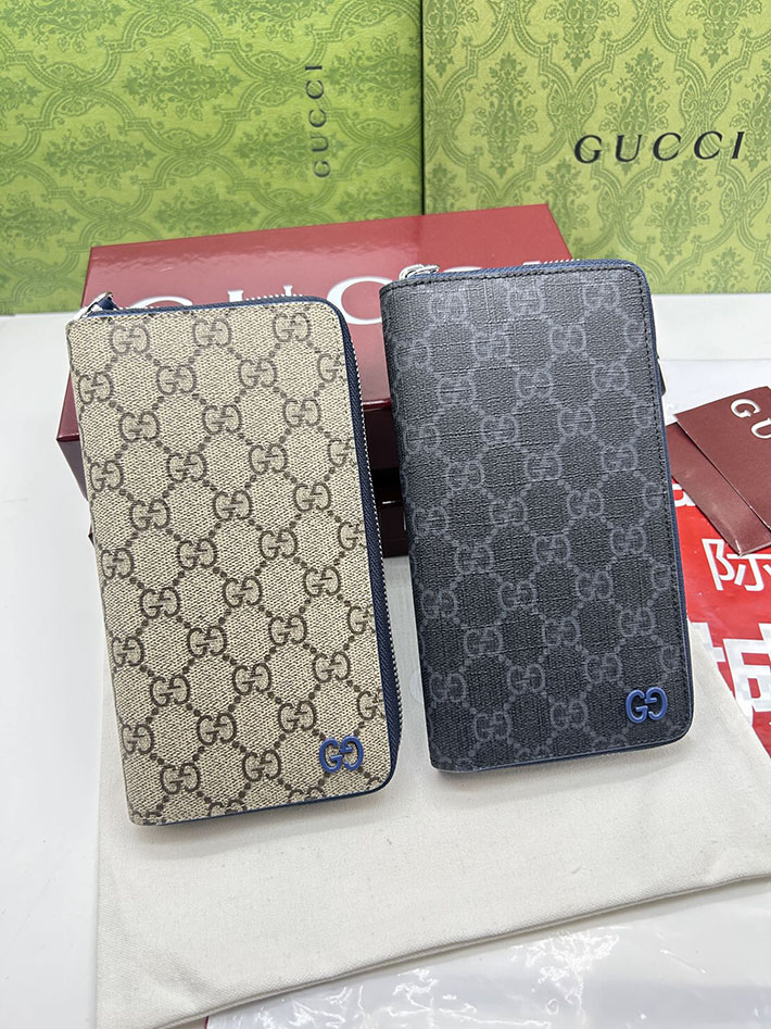 グッチ 財布 アウトレット GUCCI ジップアラウンドウォレット ブルー インテリア ブラック/ブルー 822051 FACQC 1052 グッチ 長財布 メンズ - 画像 (2)