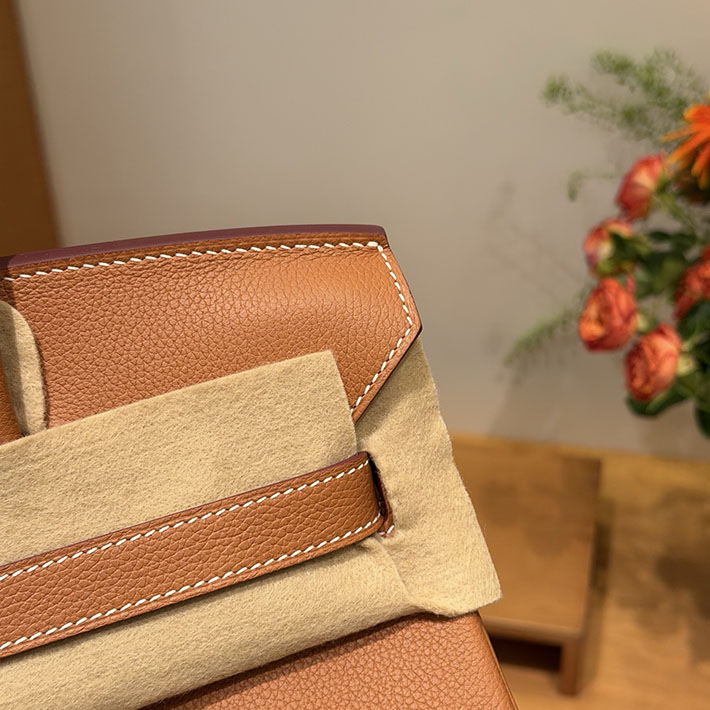 ショルダーバーキン29の定価 HERMES バーキンショルダーライト 29 ゴールド エバーカラー シルバー金具 H085236CK37 ショルダーバーキン29 定価 - 画像 (6)