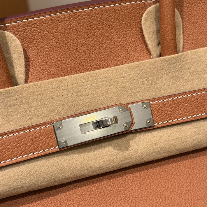 ショルダーバーキン29の定価 HERMES バーキンショルダーライト 29 ゴールド エバーカラー シルバー金具 H085236CK37 ショルダーバーキン29 定価 - 画像 (5)