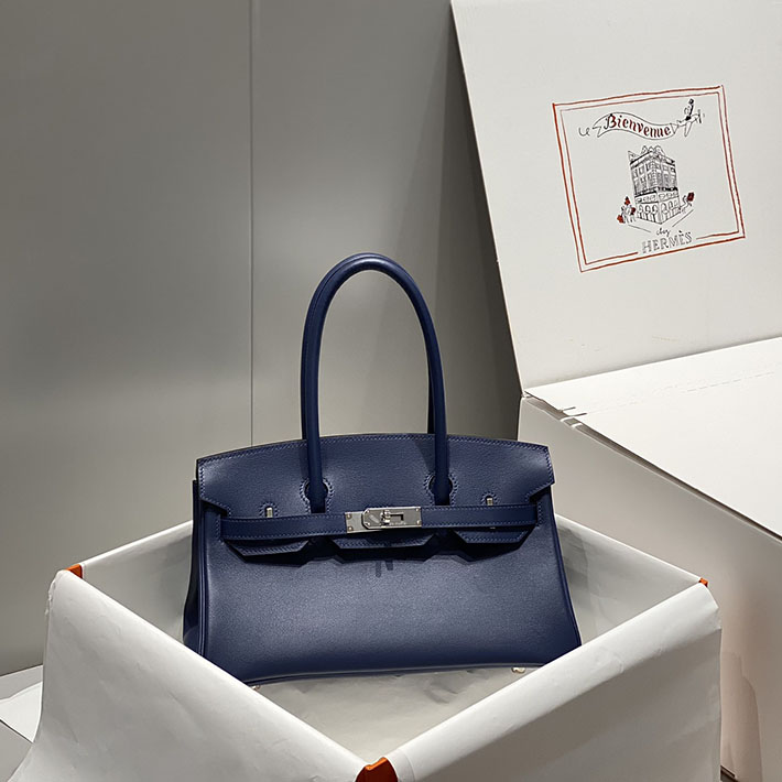 ショルダーバーキン29の定価 HERMES バーキンショルダーライト 29 ディープブルー スイフト シルバー金具 H085237CK3W エルメス ショルダーバーキン29 - 画像 (9)