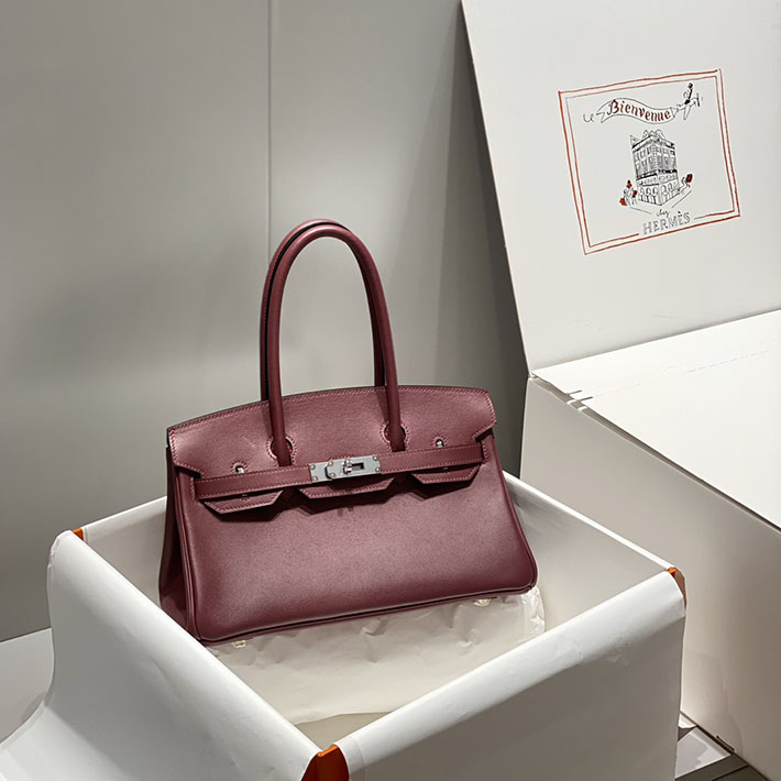 ショルダーバーキン29の定価 HERMES バーキンショルダーライト 29 ボルドー スイフト シルバー金具 H085237CK57 ショルダーバーキン 新作 - 画像 (9)