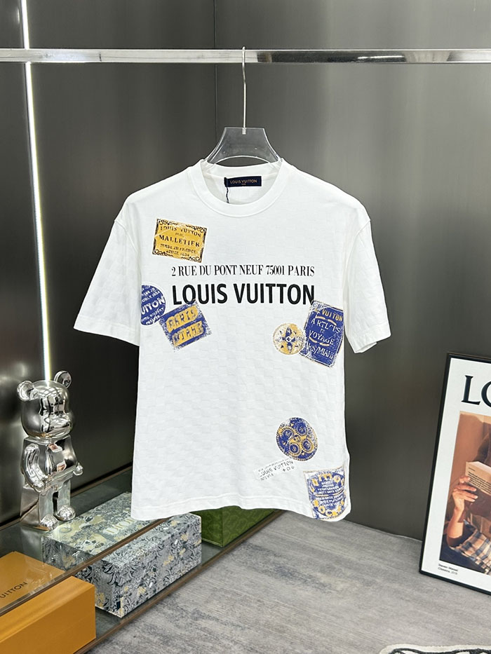 最高級ルイヴィトンスーパーコピー Louis Vuitton コットン 2026年新作 最高品質のブティックTシャツclothes202600439 ルイ・ヴィトン メンズ ホワイト Tシャツ - 画像 (5)
