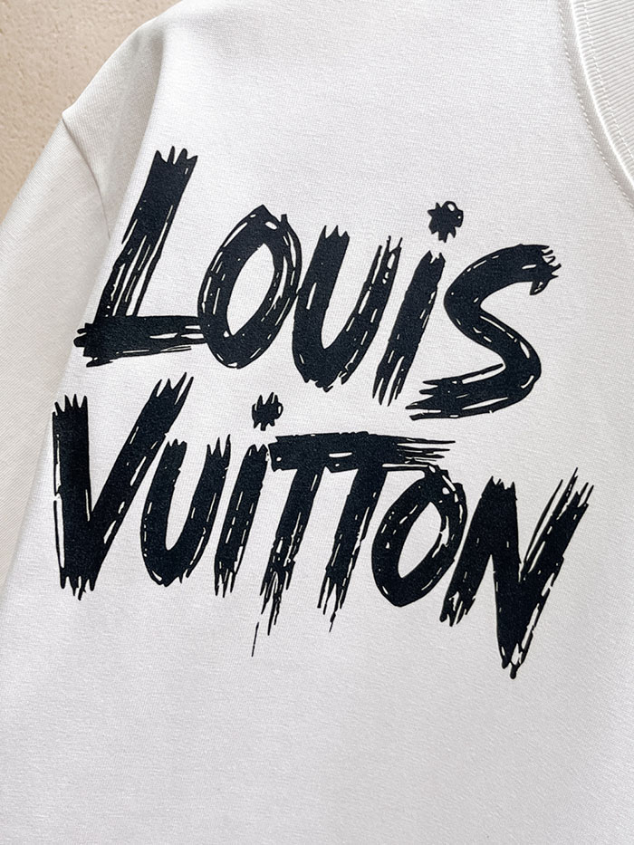 最高級ルイヴィトンスーパーコピー Louis Vuitton コットン 2026年最新スタイル 半袖クルーネック刺繍Tシャツclothes202600442 ルイ・ヴィトンの高級カスタムホワイトTシャツ - 画像 (6)