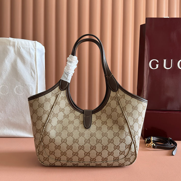 グッチ直営アウトレット店 GUCCI メルカート スモール トートバッグ サンド&ダークブラウン 866646 FAFV2 9651 GUCCI トートバッグ 小さめ - 画像 (9)