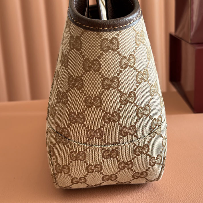 グッチ直営アウトレット店 GUCCI メルカート スモール トートバッグ サンド&ダークブラウン 866646 FAFV2 9651 GUCCI トートバッグ 小さめ - 画像 (4)