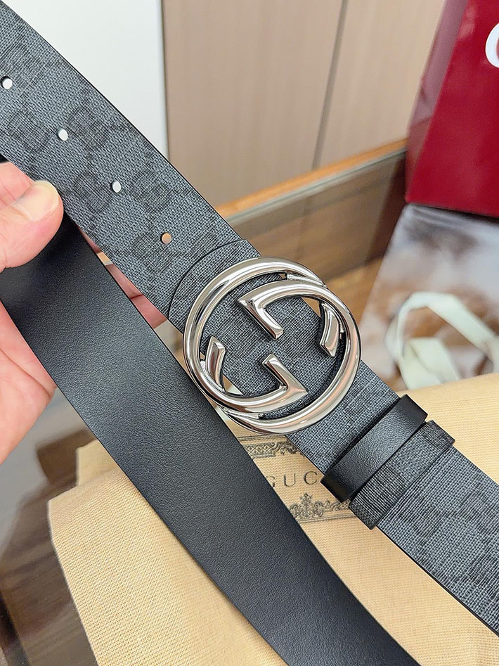 グッチ直営アウトレット店 Gucci インターロッキングG バックル付き リバーシブル レザー ベルト 849862 FAFGJ 1000 グッチ メンズ ベルト 激安 - 画像 (7)