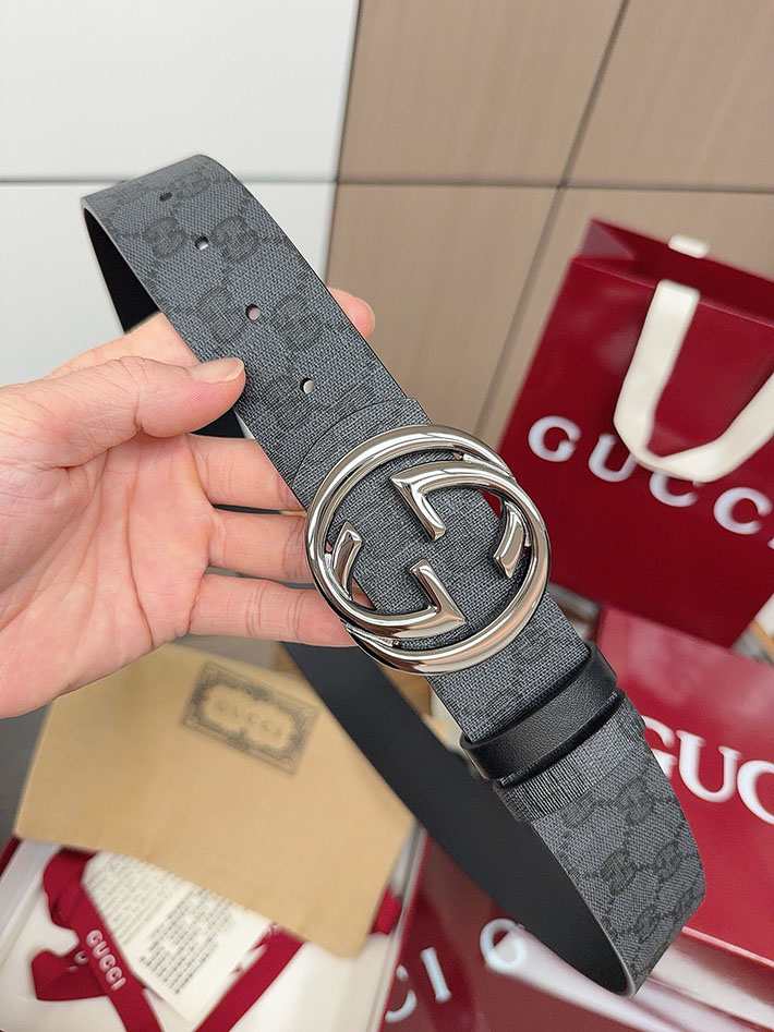 グッチ直営アウトレット店 Gucci インターロッキングG バックル付き リバーシブル レザー ベルト 849862 FAFGJ 1000 グッチ メンズ ベルト 激安 - 画像 (6)