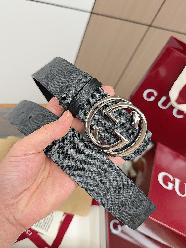 グッチ直営アウトレット店 Gucci インターロッキングG バックル付き リバーシブル レザー ベルト 849862 FAFGJ 1000 グッチ メンズ ベルト 激安 - 画像 (2)