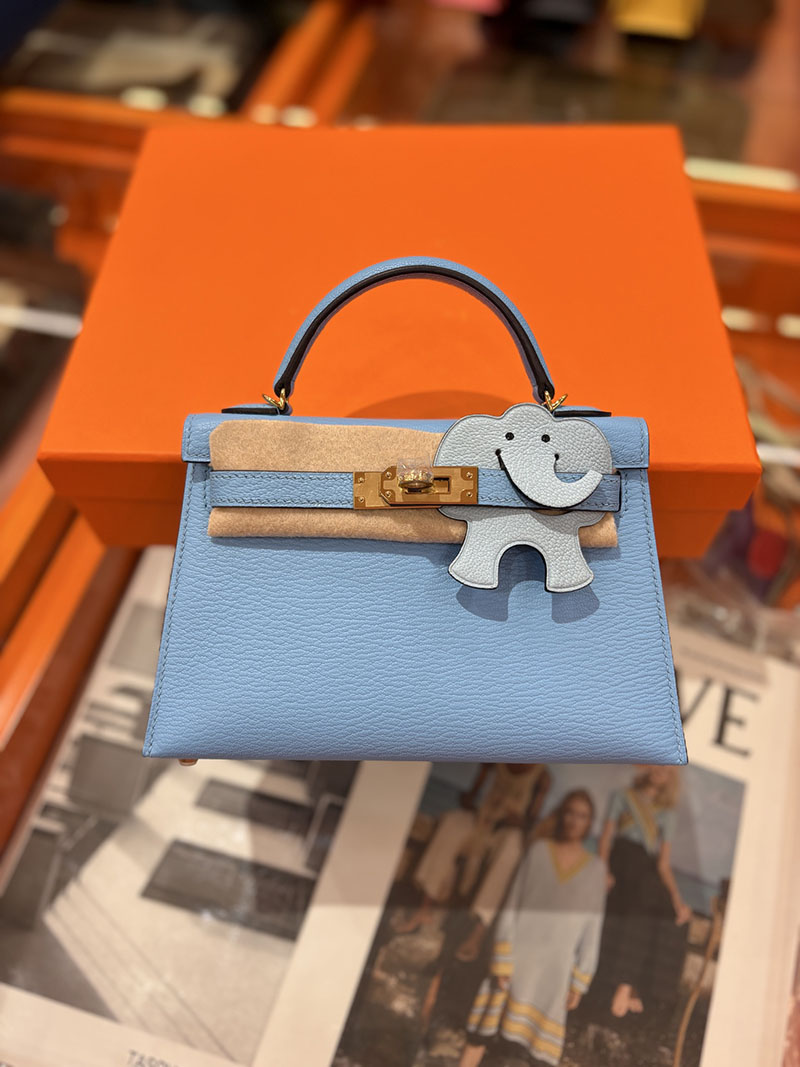 ミニケリー 定価 HERMES ケリーミニ2 外縫い ニューブルージーン シェブルミゾル ゴールド金具 H073628CCD2 エルメス ケリーミニ2 - 画像 (9)