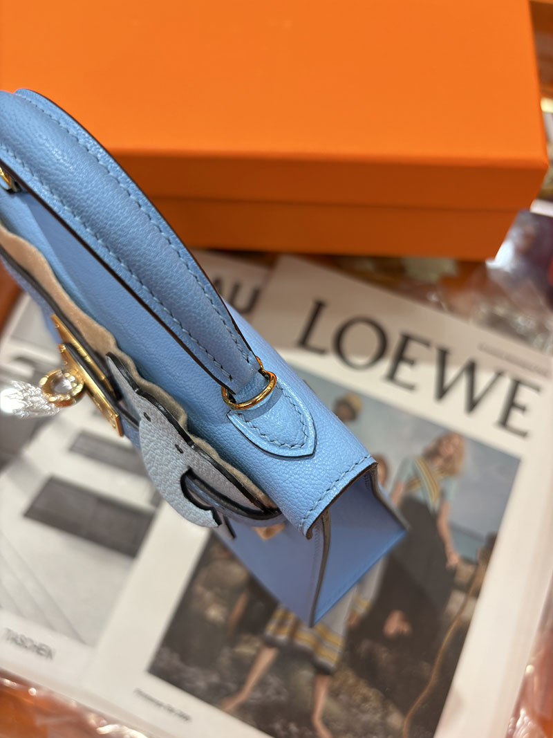 ミニケリー 定価 HERMES ケリーミニ2 外縫い ニューブルージーン シェブルミゾル ゴールド金具 H073628CCD2 エルメス ケリーミニ2 - 画像 (7)