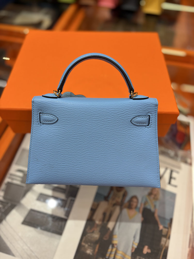 ミニケリー 定価 HERMES ケリーミニ2 外縫い ニューブルージーン シェブルミゾル ゴールド金具 H073628CCD2 エルメス ケリーミニ2 - 画像 (5)