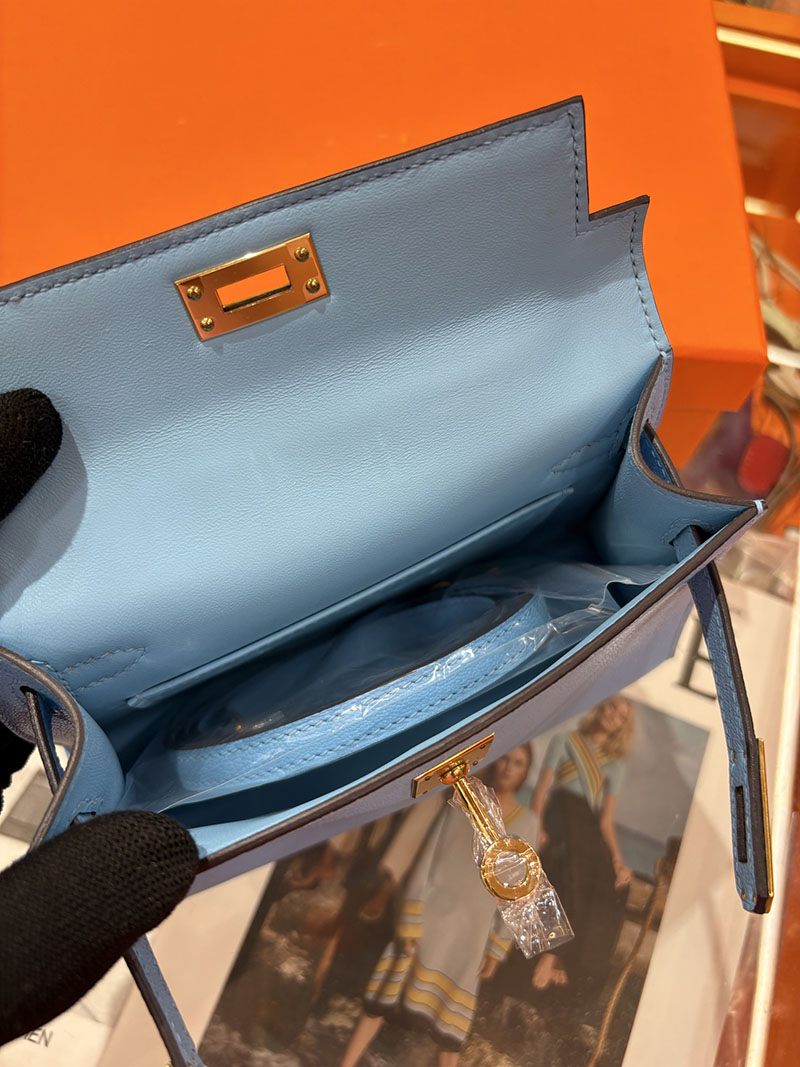 ミニケリー 定価 HERMES ケリーミニ2 外縫い ニューブルージーン シェブルミゾル ゴールド金具 H073628CCD2 エルメス ケリーミニ2 - 画像 (2)