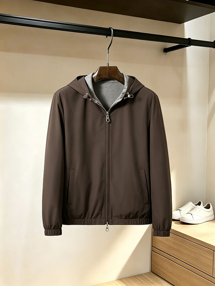 最高級ロロ・ピアーナスーパーコピー Loro Piana 新作 秋冬用リバーシブル・フード付きジャケット(オールドマネースタイル)LP2603001 ロロピアーナ ジャケット生地 - 画像 (2)
