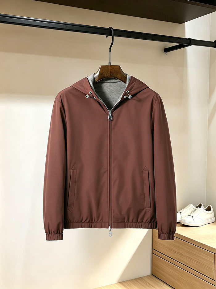 最高級ロロ・ピアーナスーパーコピー Loro Piana 新作 秋冬用リバーシブル・フード付きジャケット(オールドマネースタイル)LP2603001 ロロピアーナ ジャケット生地 - 画像 (4)
