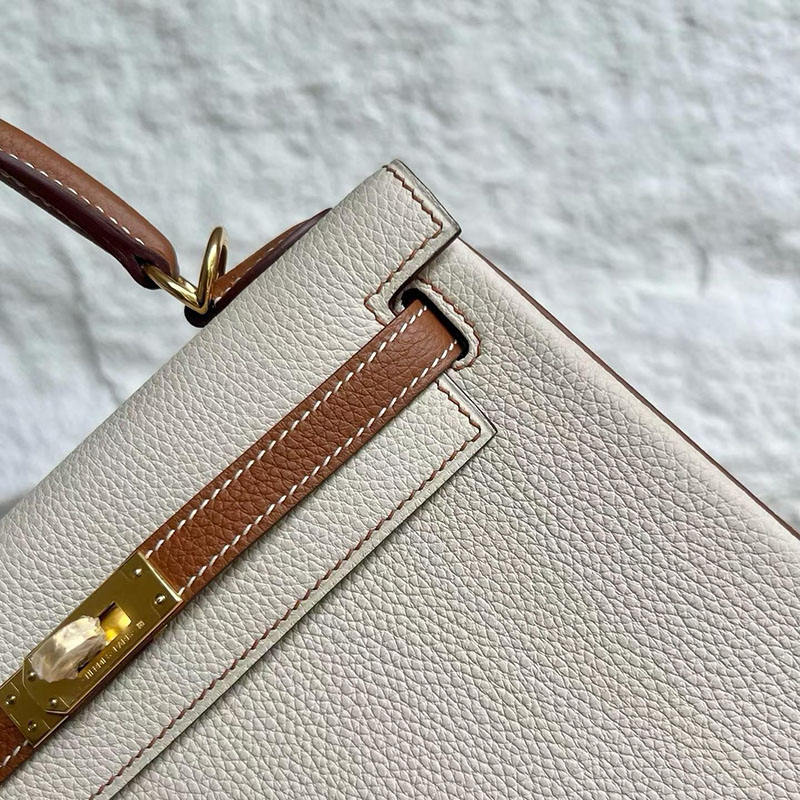 エルメスの人気バッグ HERMES ケリー25 内縫い クレ/ゴールド トゴ ゴールド金具 2635075 エルメス ケリー25 - 画像 (9)