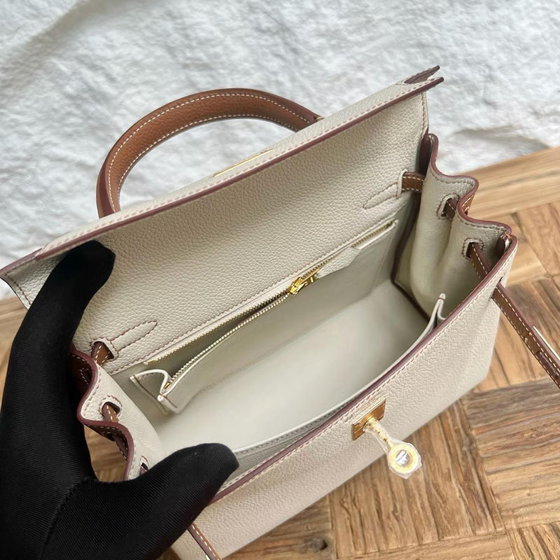エルメスの人気バッグ HERMES ケリー25 内縫い クレ/ゴールド トゴ ゴールド金具 2635075 エルメス ケリー25 - 画像 (5)