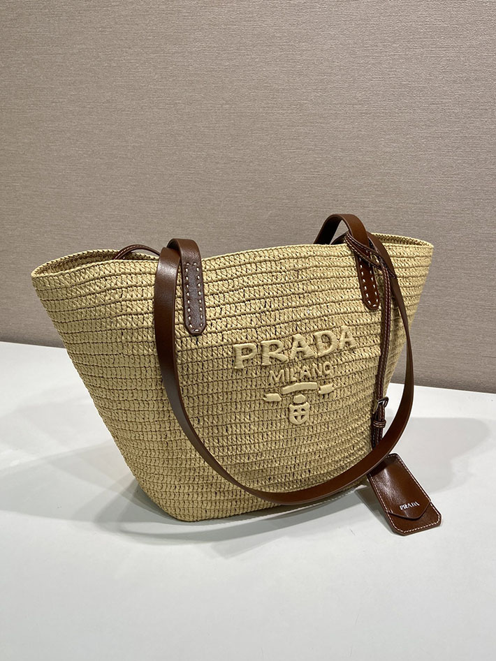 プラダ バッグ レディース 新作 PRADA ミディアム クロシェ レザー トートバッグ ベージュ 1BG653_2M2Q_F062F プラダ トートバッグ アウトレット - 画像 (8)