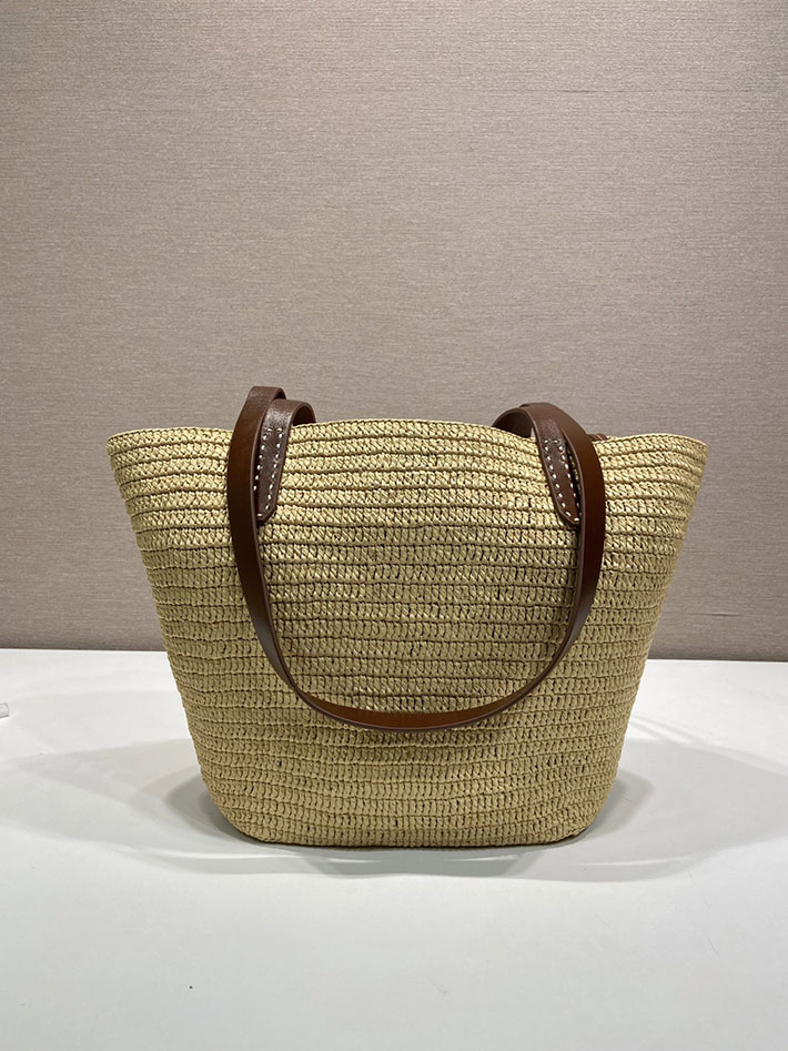 プラダ バッグ レディース 新作 PRADA ミディアム クロシェ レザー トートバッグ ベージュ 1BG653_2M2Q_F062F プラダ トートバッグ アウトレット - 画像 (6)