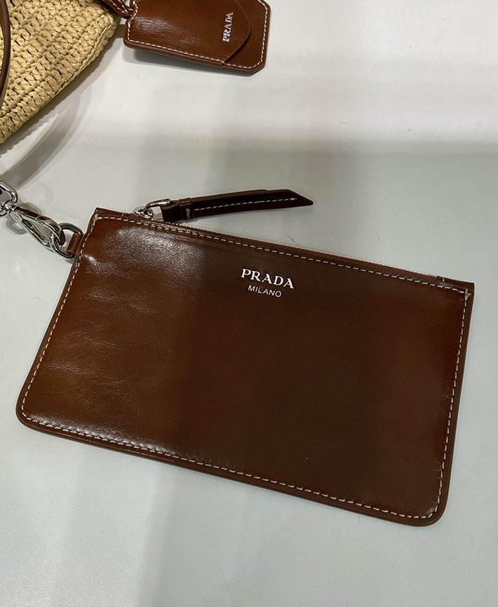 プラダ バッグ レディース 新作 PRADA ミディアム クロシェ レザー トートバッグ ベージュ 1BG653_2M2Q_F062F プラダ トートバッグ アウトレット - 画像 (4)