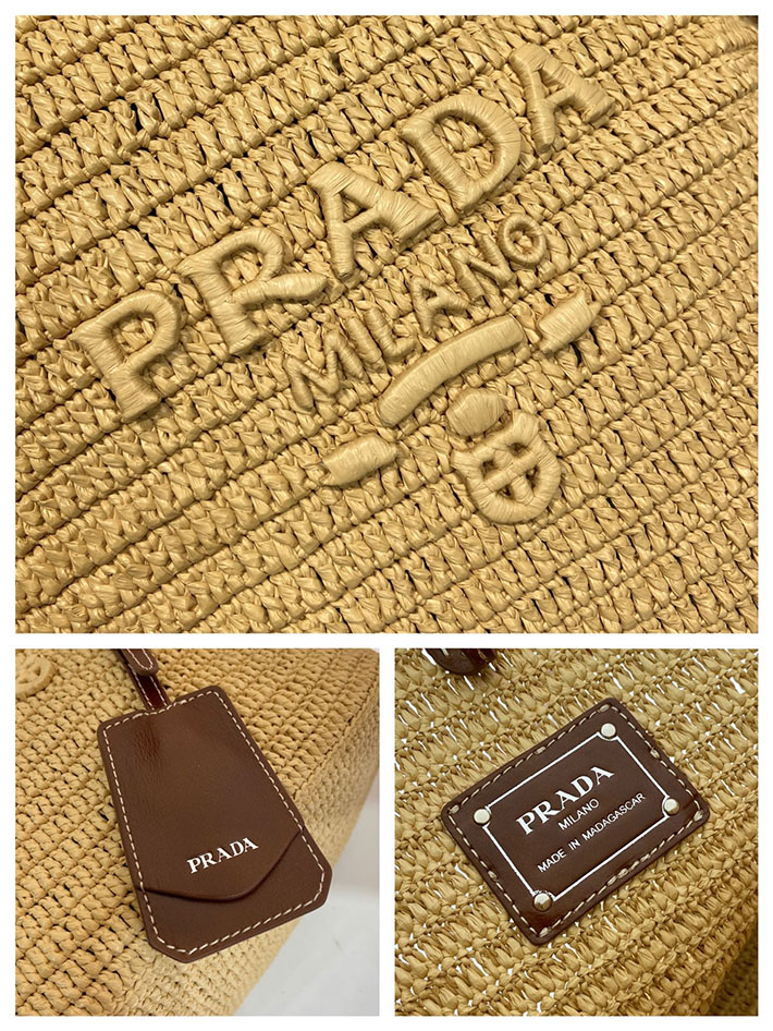プラダ バッグ レディース 新作 PRADA ミディアム クロシェ レザー トートバッグ ベージュ 1BG653_2M2Q_F062F プラダ トートバッグ アウトレット - 画像 (2)