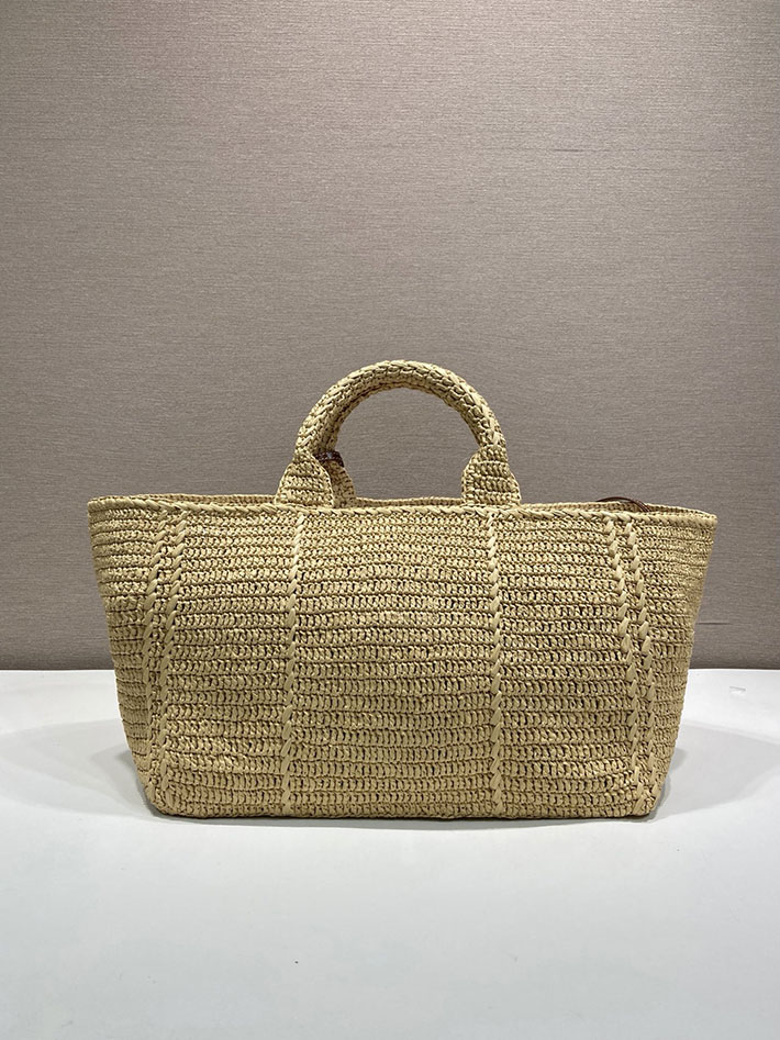 プラダ バッグ レディース 新作 PRADA レザーラージ クロシェ トートバッグ ナチュラル1BG635_2M2T_F0018 プラダ トートバッグ レディース - 画像 (7)