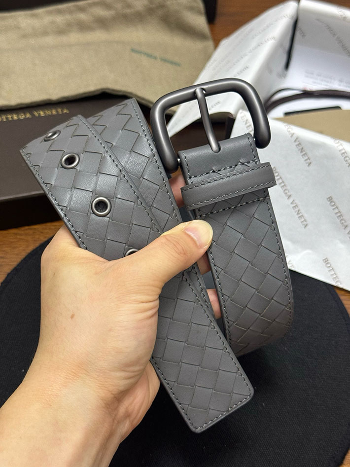 最高級ボッテガヴェネタコピー Bottega Veneta ベルト イントレチャートレザーベルト グレー ブラック 2635405 ボッテガ ベルト ビジネス - 画像 (6)