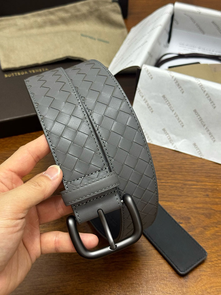 最高級ボッテガヴェネタコピー Bottega Veneta ベルト イントレチャートレザーベルト グレー ブラック 2635405 ボッテガ ベルト ビジネス - 画像 (2)