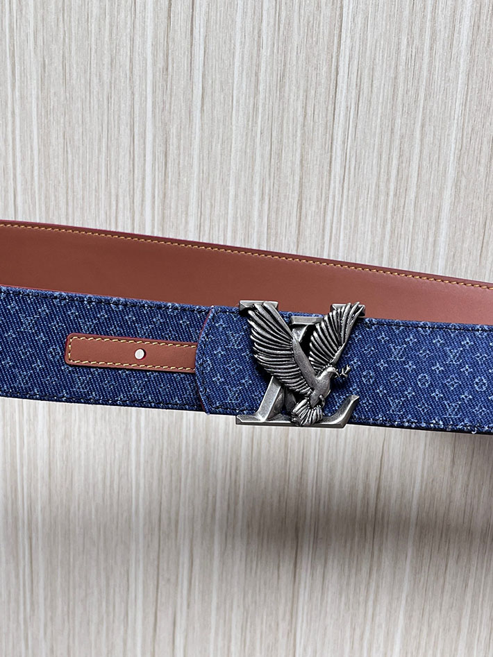 最高級ルイヴィトンスーパーコピー LV ディメンション リフレクティブ デニムベルト 40MM リバーシブル 2635448 ルイヴィトンベルトコピー - 画像 (3)