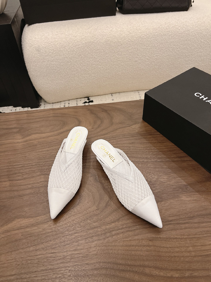 最高級シャネルスーパーコピー シャネル ホワイト ミュール パンプス メッシュ ファイバー ポインテッドトゥ シャネル 靴 レディース - 画像 (2)