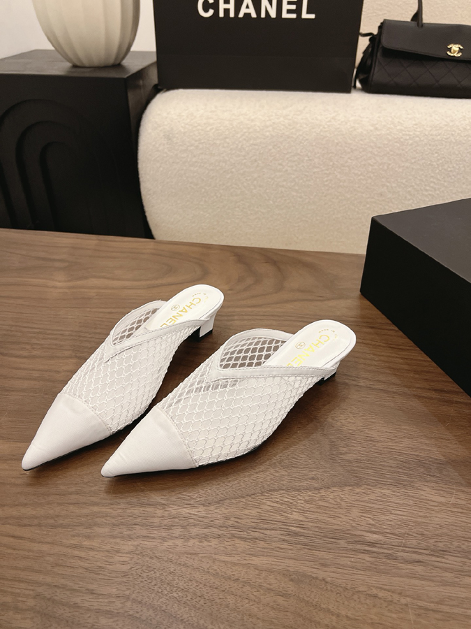 最高級シャネルスーパーコピー シャネル ホワイト ミュール パンプス メッシュ ファイバー ポインテッドトゥ シャネル 靴 レディース - 画像 (3)