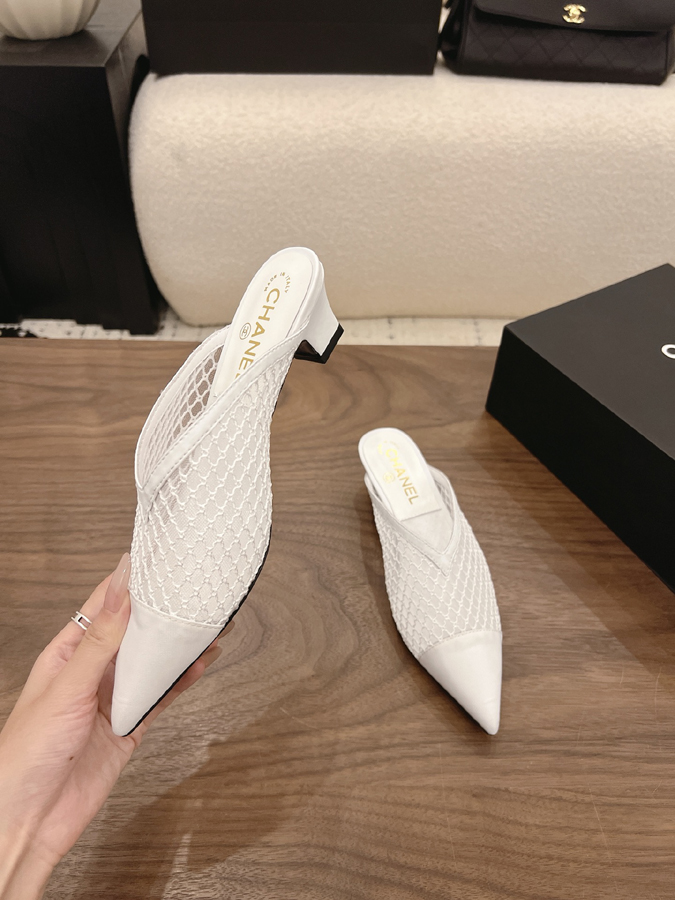 最高級シャネルスーパーコピー シャネル ホワイト ミュール パンプス メッシュ ファイバー ポインテッドトゥ シャネル 靴 レディース - 画像 (4)