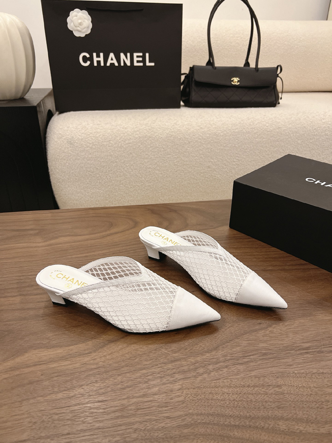最高級シャネルスーパーコピー シャネル ホワイト ミュール パンプス メッシュ ファイバー ポインテッドトゥ シャネル 靴 レディース - 画像 (6)