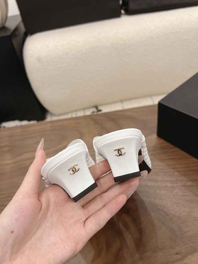 最高級シャネルスーパーコピー シャネル ホワイト ミュール パンプス メッシュ ファイバー ポインテッドトゥ シャネル 靴 レディース - 画像 (9)