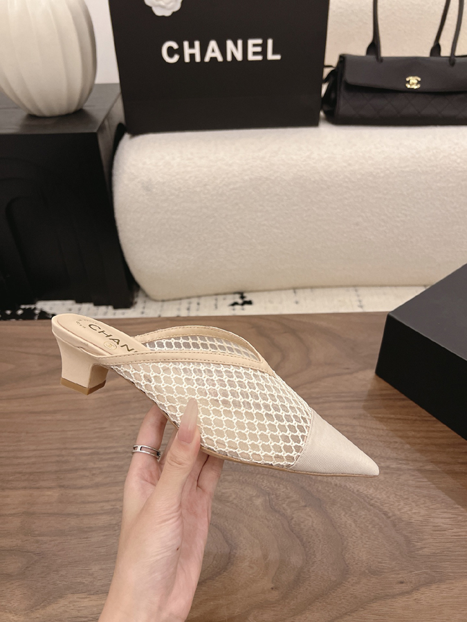 最高級シャネルスーパーコピー シャネル ミュール パンプス ダブルC ベージュ メッシュ デザイン シャネルミュールコピー - 画像 (5)