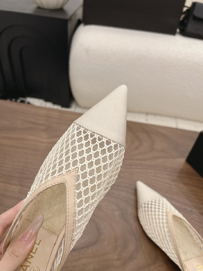 最高級シャネルスーパーコピー シャネル ミュール パンプス ダブルC ベージュ メッシュ デザイン シャネルミュールコピー - 画像 (7)