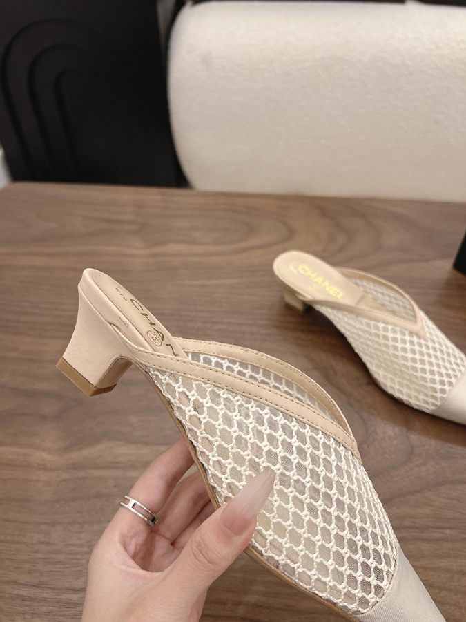 最高級シャネルスーパーコピー シャネル ミュール パンプス ダブルC ベージュ メッシュ デザイン シャネルミュールコピー - 画像 (9)