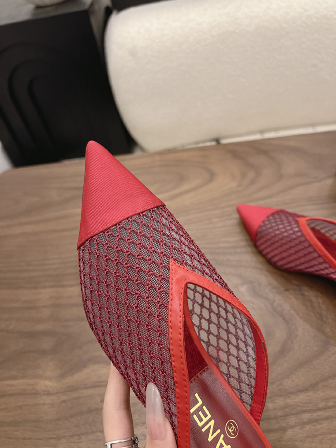 最高級シャネルスーパーコピー シャネル レッド ミュール パンプス メッシュ ポインテッドトゥ ブロック ヒール シャネルミュール新作 - 画像 (7)