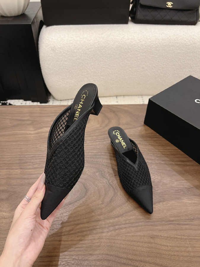 最高級シャネルスーパーコピー シャネル ミュール パンプス ダブルC ブラック メッシュ デザイン レディース シャネルミュール値段 - 画像 (4)