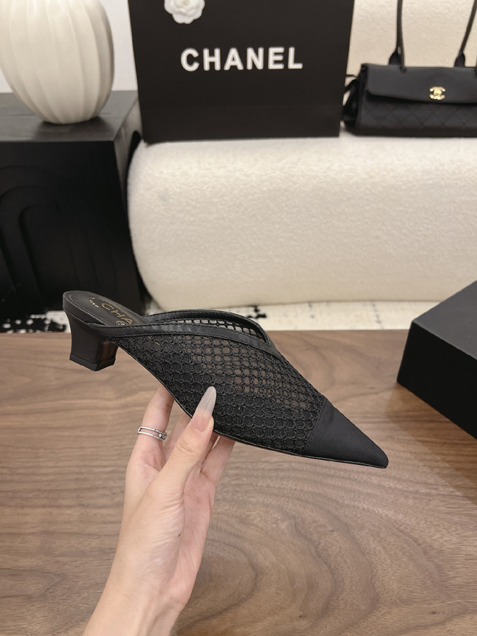 最高級シャネルスーパーコピー シャネル ミュール パンプス ダブルC ブラック メッシュ デザイン レディース シャネルミュール値段 - 画像 (5)