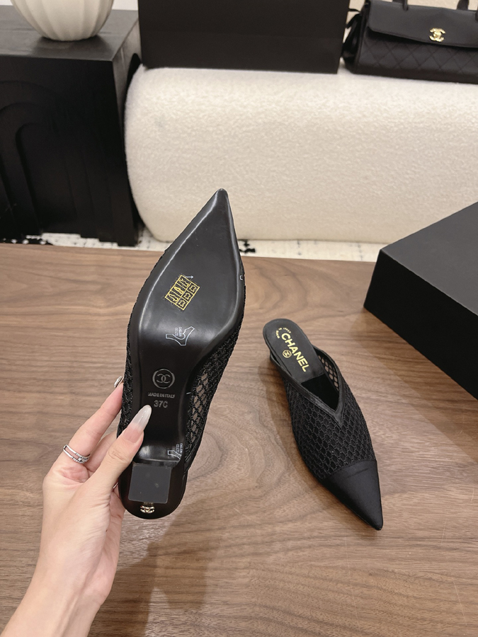 最高級シャネルスーパーコピー シャネル ミュール パンプス ダブルC ブラック メッシュ デザイン レディース シャネルミュール値段 - 画像 (9)