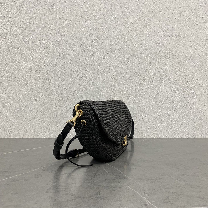 最高級セリーヌスーパーコピー CELINE リトル ハーフムーン ソフト トリオンフ ラフィア&ラムスキン ブラック L10373S09.38NO セリーヌ バッグ アウトレット - 画像 (9)