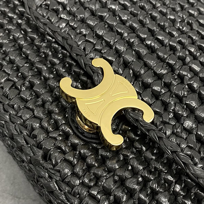 最高級セリーヌスーパーコピー CELINE リトル ハーフムーン ソフト トリオンフ ラフィア&ラムスキン ブラック L10373S09.38NO セリーヌ バッグ アウトレット - 画像 (6)