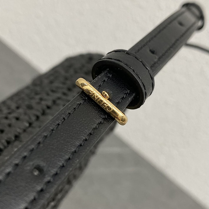最高級セリーヌスーパーコピー CELINE リトル ハーフムーン ソフト トリオンフ ラフィア&ラムスキン ブラック L10373S09.38NO セリーヌ バッグ アウトレット - 画像 (4)